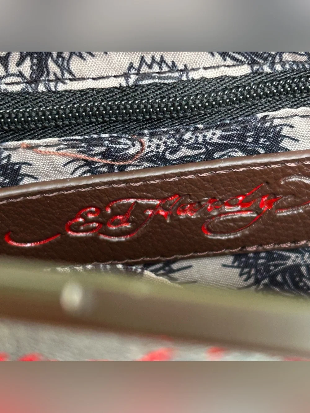 NWT Ed Hardy Denim Kisslock Frame Handbag
